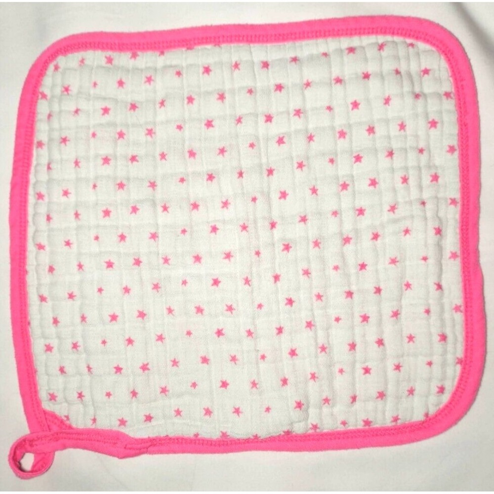 Aden + Anais & Hot Pink Star Security Blanket Lovey Thumby White Muslin Cotton